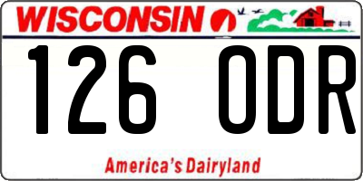 WI license plate 126ODR