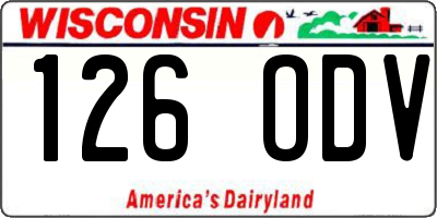 WI license plate 126ODV
