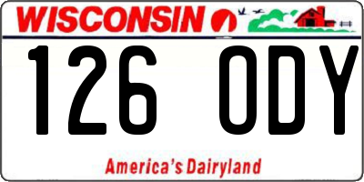 WI license plate 126ODY