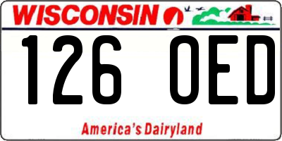 WI license plate 126OED