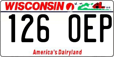 WI license plate 126OEP