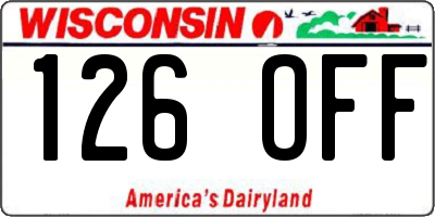 WI license plate 126OFF