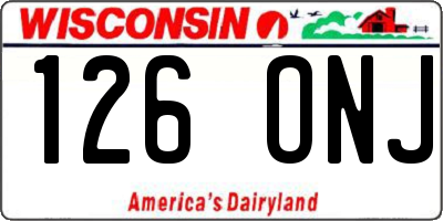 WI license plate 126ONJ