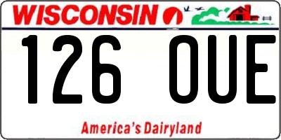 WI license plate 126OUE