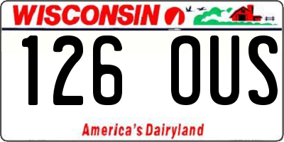 WI license plate 126OUS