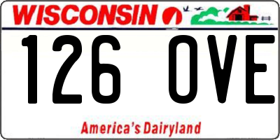 WI license plate 126OVE
