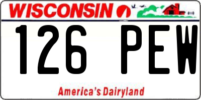 WI license plate 126PEW