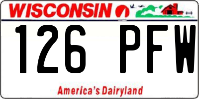 WI license plate 126PFW