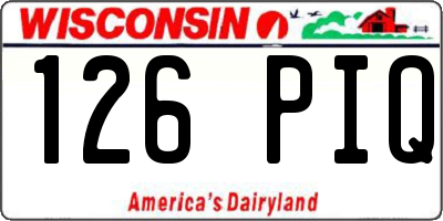 WI license plate 126PIQ