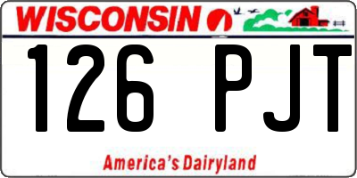 WI license plate 126PJT