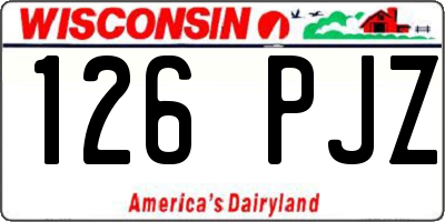 WI license plate 126PJZ