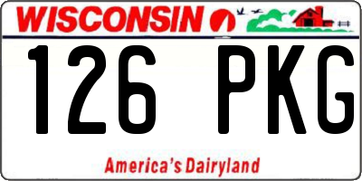 WI license plate 126PKG