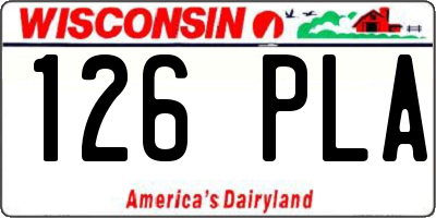 WI license plate 126PLA