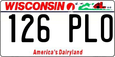 WI license plate 126PLO