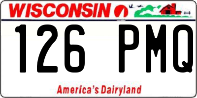 WI license plate 126PMQ