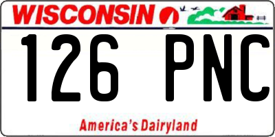 WI license plate 126PNC