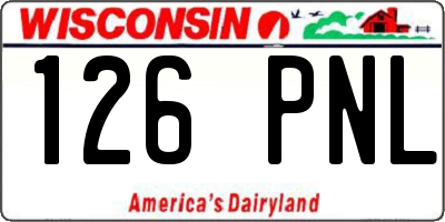 WI license plate 126PNL