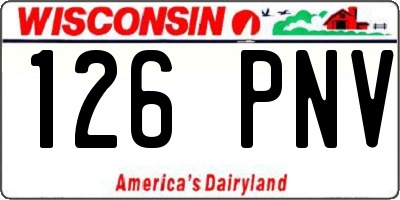 WI license plate 126PNV