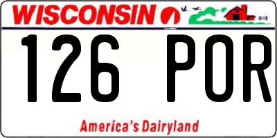 WI license plate 126POR