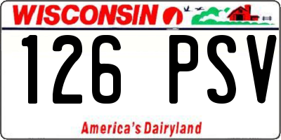 WI license plate 126PSV