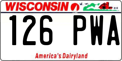 WI license plate 126PWA