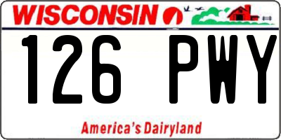 WI license plate 126PWY