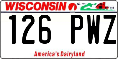 WI license plate 126PWZ