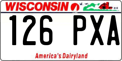 WI license plate 126PXA