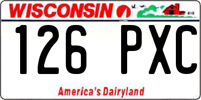 WI license plate 126PXC