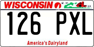 WI license plate 126PXL