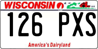 WI license plate 126PXS