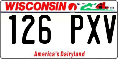 WI license plate 126PXV