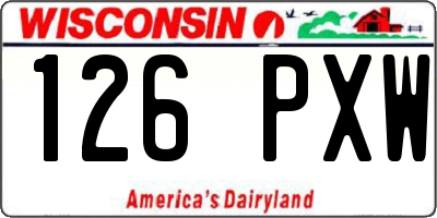 WI license plate 126PXW