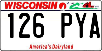 WI license plate 126PYA
