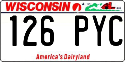WI license plate 126PYC