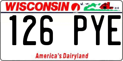 WI license plate 126PYE