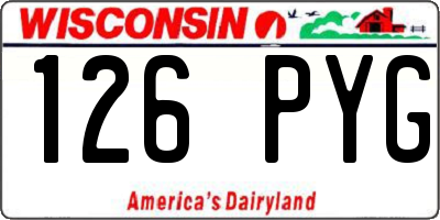 WI license plate 126PYG