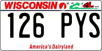 WI license plate 126PYS