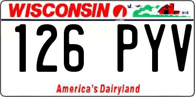 WI license plate 126PYV