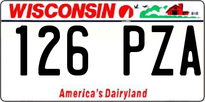 WI license plate 126PZA