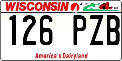 WI license plate 126PZB