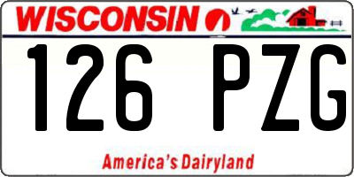 WI license plate 126PZG