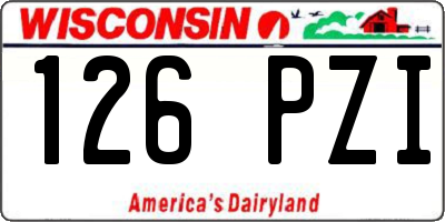 WI license plate 126PZI