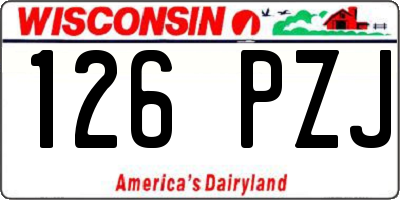 WI license plate 126PZJ