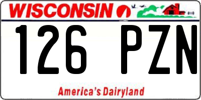 WI license plate 126PZN