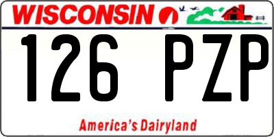 WI license plate 126PZP