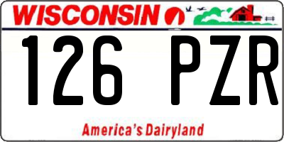 WI license plate 126PZR