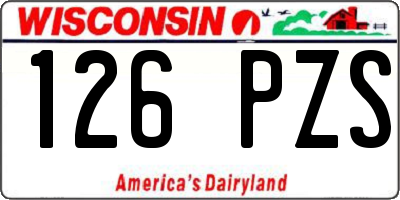 WI license plate 126PZS
