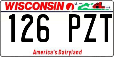 WI license plate 126PZT