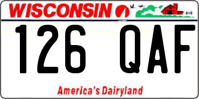 WI license plate 126QAF